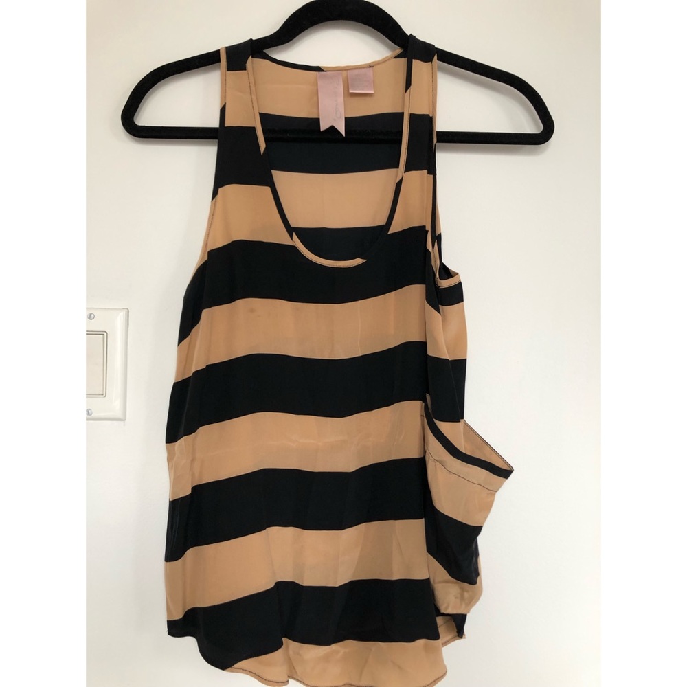 100% Silk Striped Top - XS